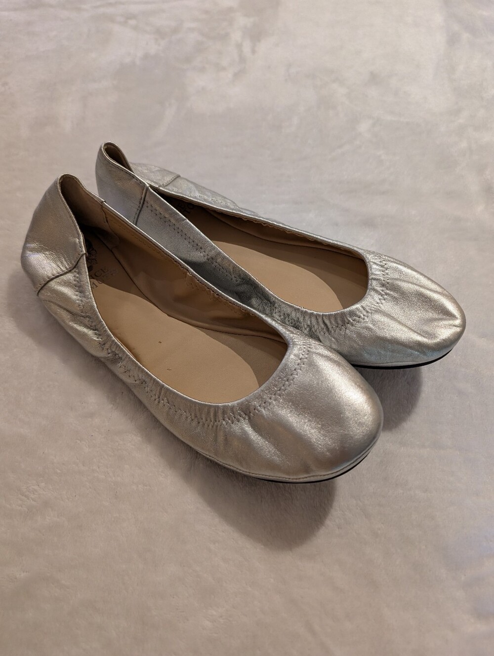 Leather Ballet Flats, Silver